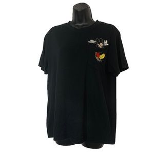 Disney Mens Embroidered Mickey Pocket Shirt, Black